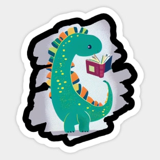 Cute Dinosaur Book Reading Sticker